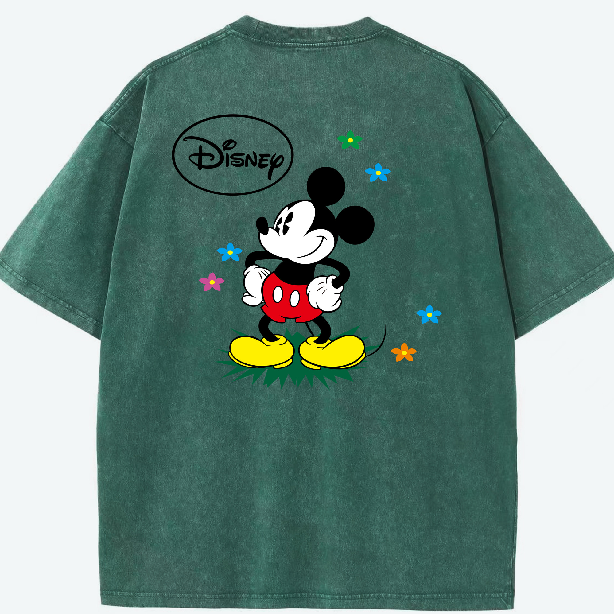 （画像用） ミッキーマウス Mickey Mouse 綿100% ヴィンテージ風 半袖Tシャツ（背面プリント）